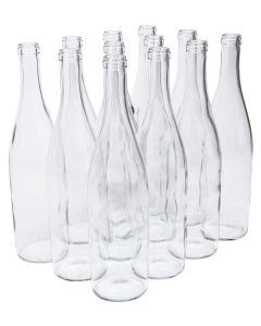 North Mountain Supply 750ml Clear Glass California Hock Wine Bottles – Flat-Bottomed Cork Finish – Case of 12 – Clear/Flint
