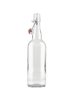Flip Top Grolsch-Style Beer Bottles with Ceramic Swing Top Caps [750ml, Clear Flint Glass, Pressure Tested, Case of 12]