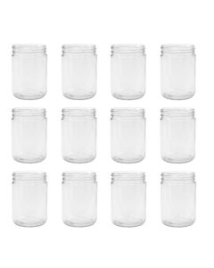 Glass Straight-Sided Canning Jars - [16 oz, Wide Mouth 83 mm, 12-Pack]