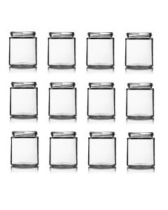 Glass Straight-Sided Jars - [6 oz, 63-400 Mouth, 12-Pack]