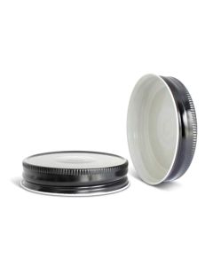 Metal Button Lids - [70-450, Black, Plastisol Lined, 12-Pack]