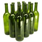 Glass Bordeaux Wine Bottles – [750ml, Champagne Green, Cork Finish, 12-Pack]